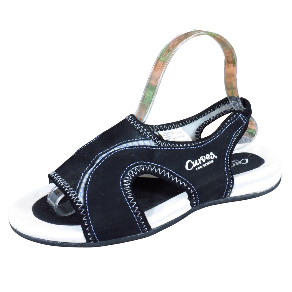 Curves For Women Women‎ Sport Sandal Size 8 Active Comfort Black Synthetic